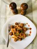 Creamy Pasta in Fajita Seasoning with Dry Chicken Manchurian