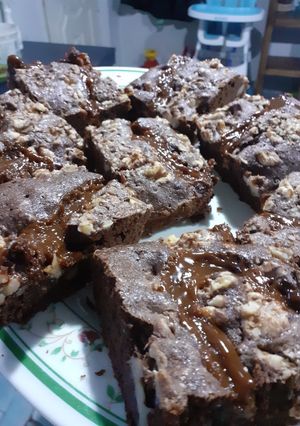 Una foto de Brownie con dulce de leche