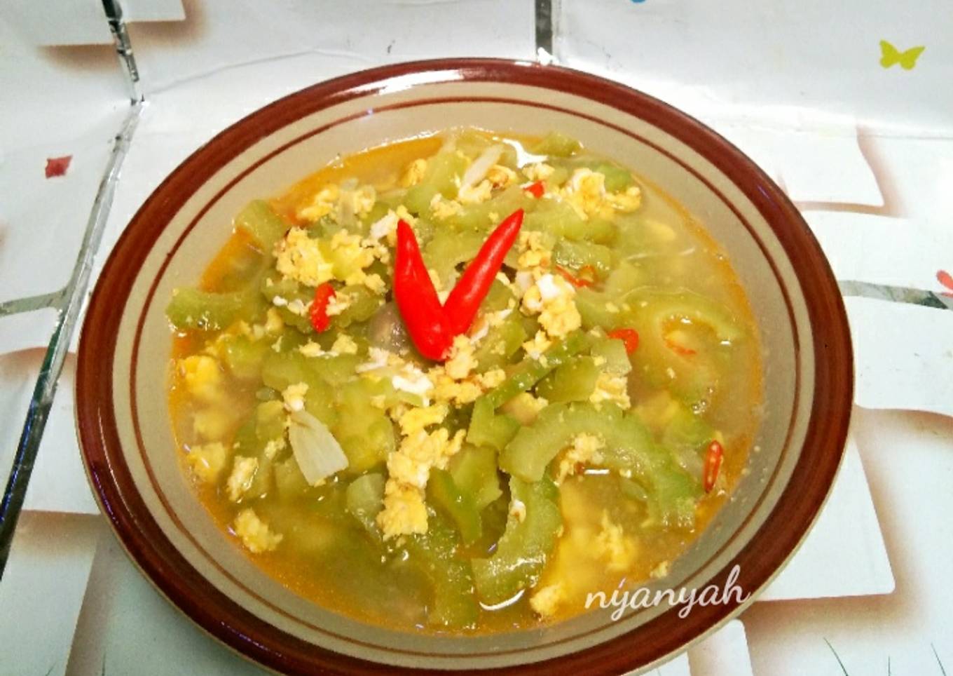 Pare kuah telur pedas (anti pahit)