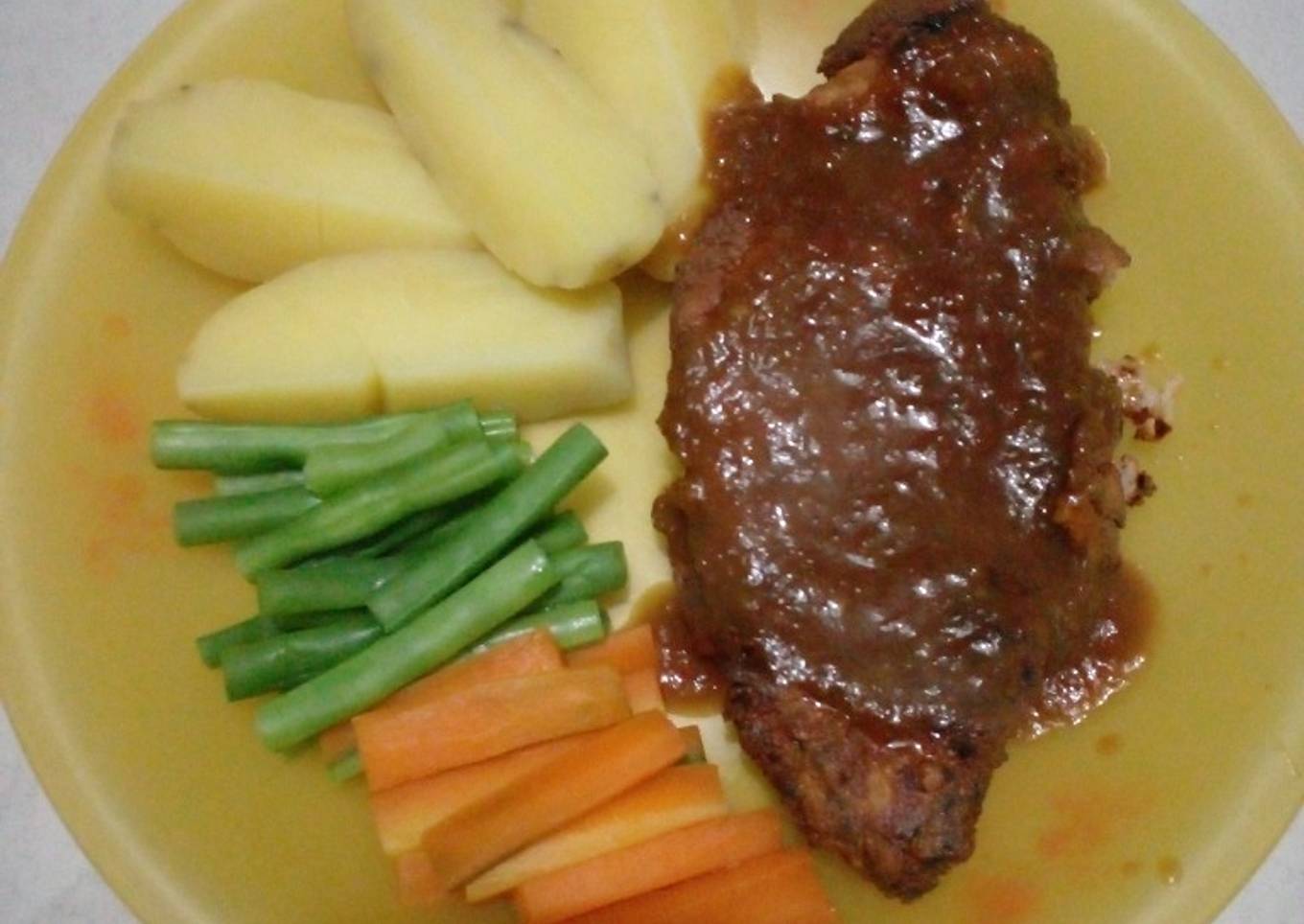 Crispy Chicken Steak with Bbq sauce