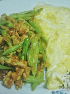 Foto resep Tumis buncis tempe dengan telur dadar#keto