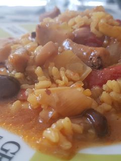 Una foto de Arroz meloso de setas con puerro