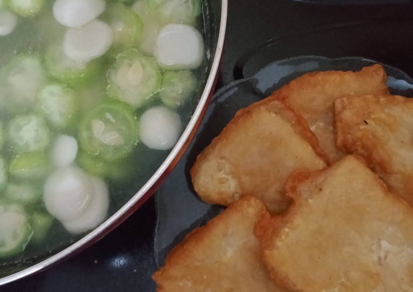 Sayur Bening Oyong Soun Bakso Ikan + Tempe Tepung