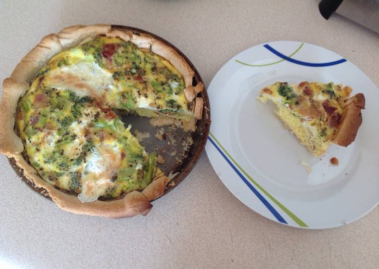 How to Prepare Homemade Broc, Mozz, bac quiche