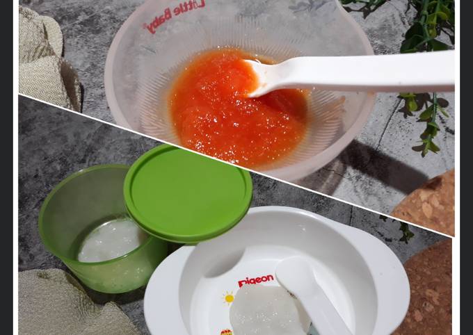 Bagaimana Membuat MPASI HARI PERTAMA : Bubur Tepung Beras &amp; Selingan Puree Pepaya yang Bikin Ngiler