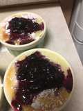 Baked lemon pudding with B.C. blueberry compote