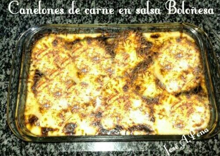 Canelones de carne mixta y boloñesa