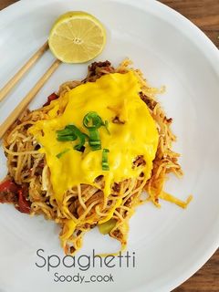 عکسی از دستور اسپاگتی با پنیر گودا