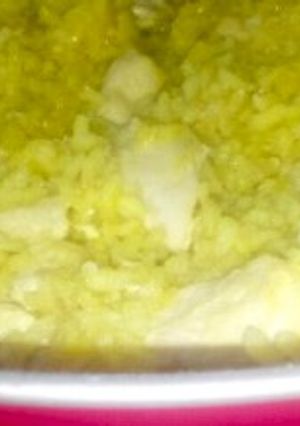 Una foto de Risotto al azafrán de pollo