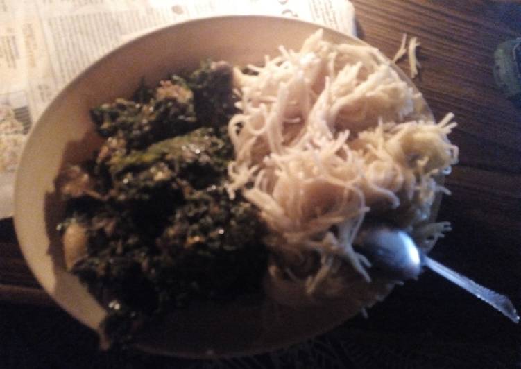 Spaghetti, mchicha nyama #authour Marathon