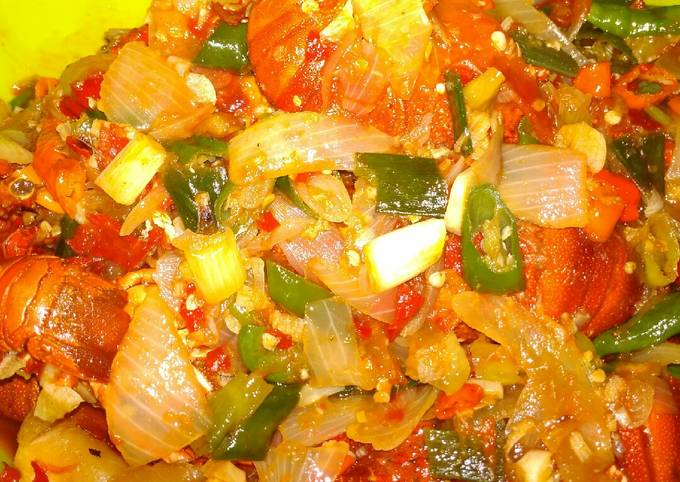 Resep Lobster saos padang perdana ku, Enak