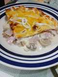 Tarta jamon queso y champignones