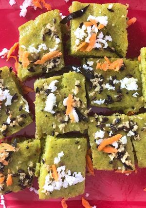 A picture of Palak dhokla.