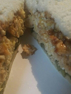 A picture of Fried Egg and Salmon Sandwich.