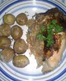 Pollo relleno con Cambur y Cebolla