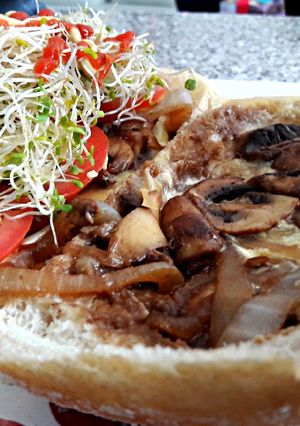 Una foto de Hamburguesa de champiñones