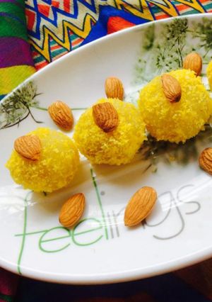 A picture of Suji and Coconut Laddu.