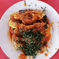 A picture of Roasted bole, yam and fish.