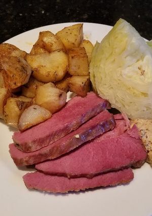 A picture of Corned Beef & Cabbage.