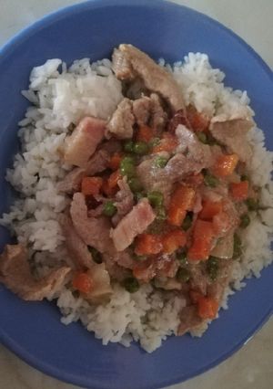 Sertés comb nyári zöldségkeverékkel recept fotója