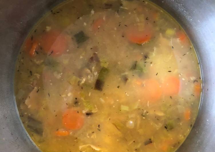 Recipe of Award-winning Chicken Stock, Leek, Carrot &amp; Bean Broth