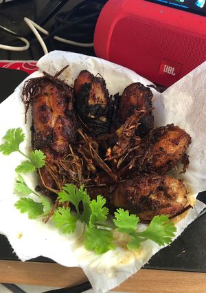 A picture of Fried chicken with lemon grass crisps by Marion’s kitchen.