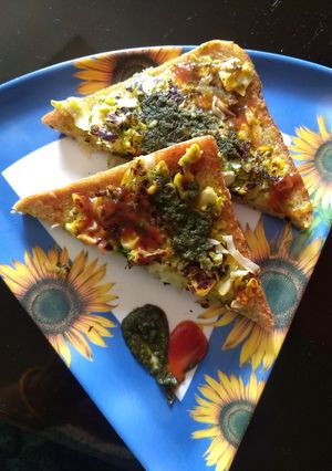 A picture of Corn open sandwich.