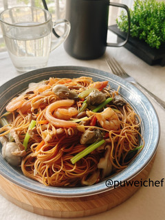 海鮮炒麵線 的食譜成品照片