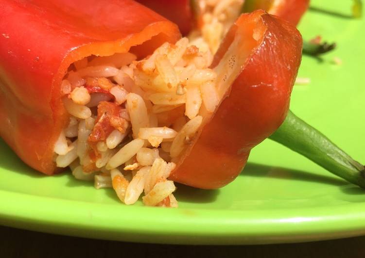 Simple Way to Prepare Awsome Rice stuffed pepper | Easy Recipe For Collage Students