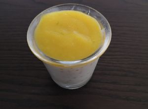 Une photo de Perles du japon, lait de coco et mangue