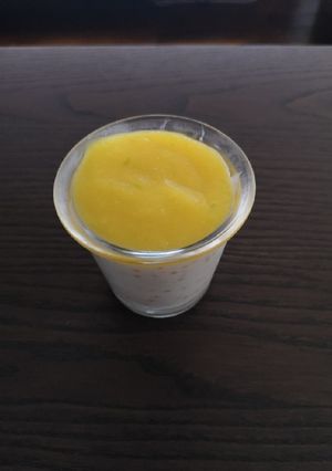 Une photo de Perles du japon, lait de coco et mangue