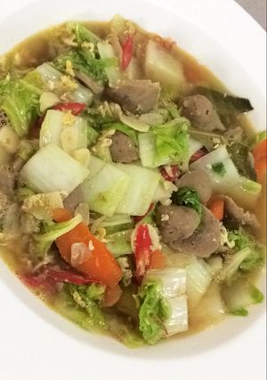 Foto resep Tumis sawi putih baso sapi