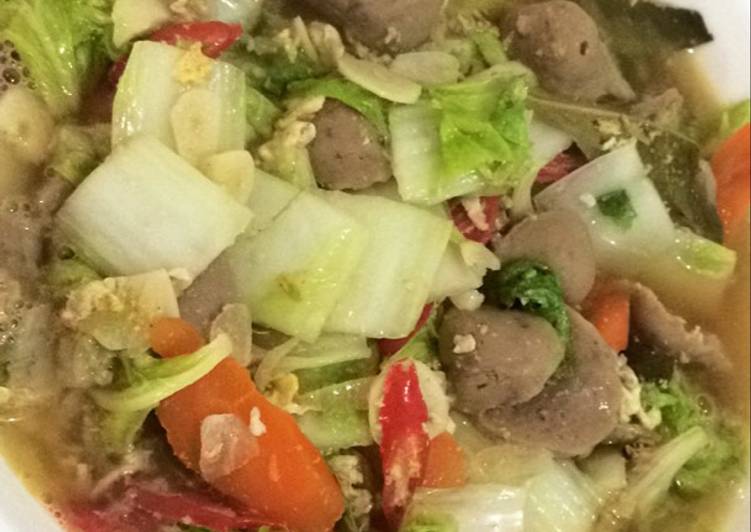 Anti Ribet, Memasak Tumis sawi putih baso sapi Enak