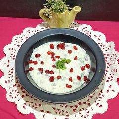 A picture of Cucumber and Pomegranate Raita.