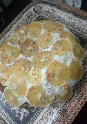 صورة لوصفة كيكه الفواكه والكريمات