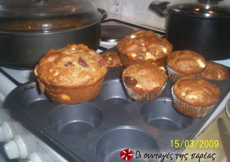 Muffins with feta cheese and olives