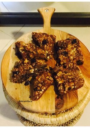 A picture of Eggless Banana-Cranberries-Walnuts Whole Wheat Cake.