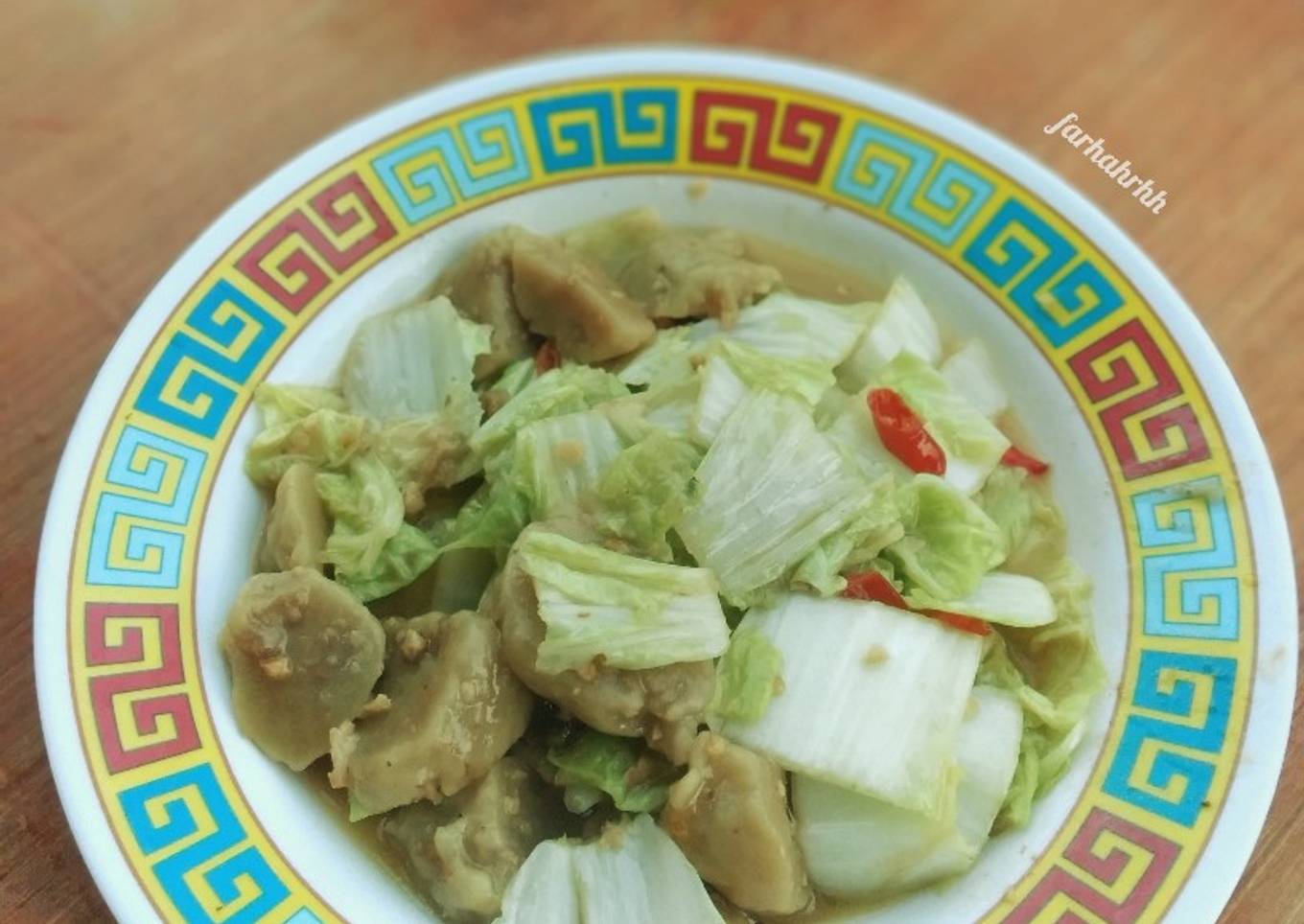 Tumis Sawi Putih Bakso