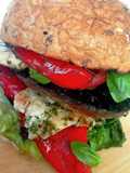 Chicken burger/roasted red pepper/balsamic portobello mushroom