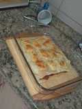 Lasagna con salsa de tomates, carne y queso Philadelphia