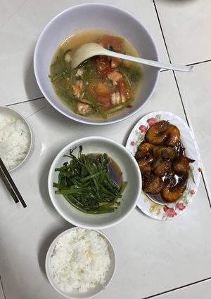 Hình của món Tôm thịt ram.