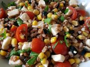 Una foto di farro mozzarella
