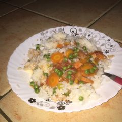Green pea rice + Irish potatoes stew A picture of Green pea rice + Irish potatoes stew.