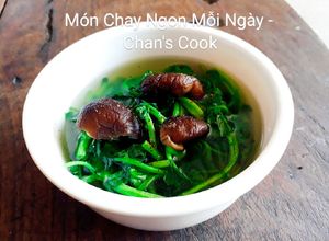 Hình của món Canh cải xoong nấu nấm đông cô chay.