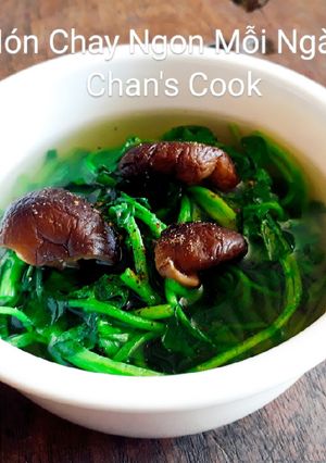 Hình của món Canh cải xoong nấu nấm đông cô chay.