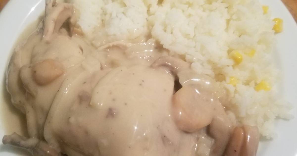 Pollo en crema de champiñones Receta de Brenda rascon- Cookpad
