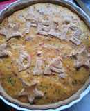 Tarta calabaza, puerro y panceta