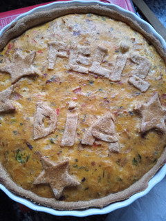 Una foto de Tarta calabaza, puerro y panceta