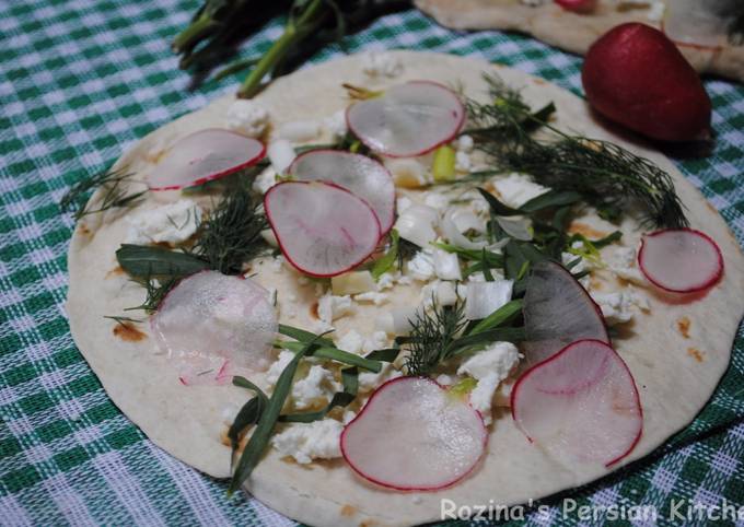 Traditional Herb salad with bread and cheese OR Sabzi Khordan