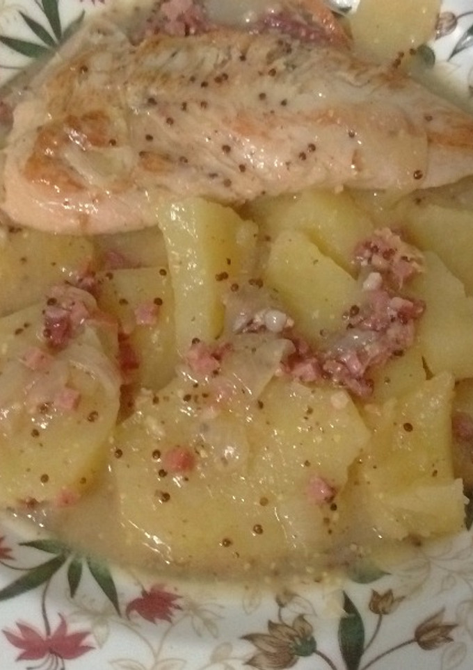 Una foto de Pechugas de pavo con jamón en salsa de mostaza a la Antigua
